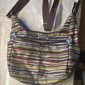 Baggalini shoulder/crossbody bag with interesting fabric. Exc condition.